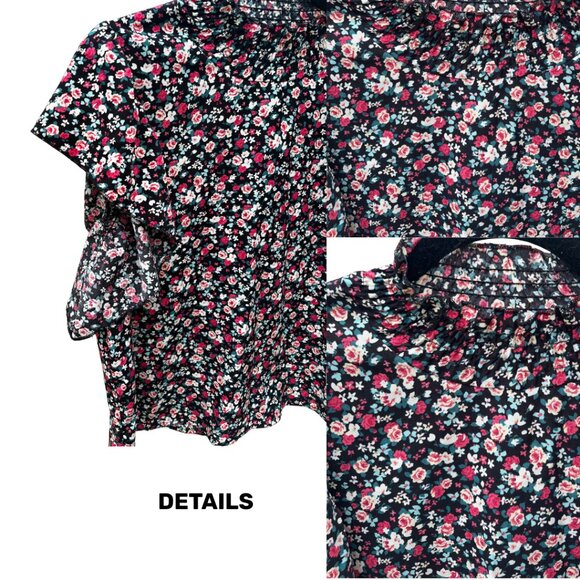 33. Shein Floral Mock Neck Top with Flutter Sleeves – Women’s Size Large - Picture 3 of 3